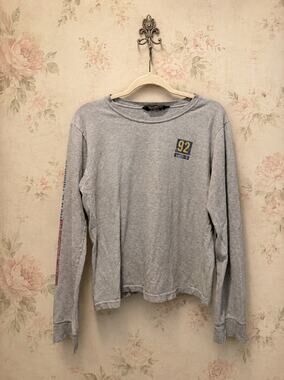Abercrombie & Fitch Mens M Gray Long Sleeve Graphic Shirt Mountain Y2K 92